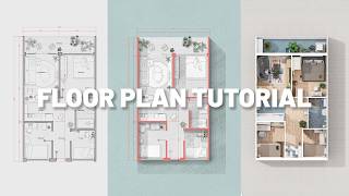 How to create a floor plan in 3 different styles [upl. by Tildy37]