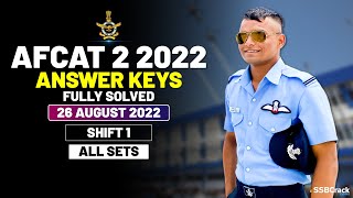 AFCAT 2 2022 Answer Keys Fully Solved 26 August 2022  Shift 1 All Sets [upl. by Noirad]