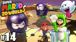 Super Mario 3D World 2P CoOp  Boo Bully Boat PART 14 Nintendo Wii U HD Gameplay Walkthrough [upl. by Adnirim716]