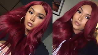 HAIR TRANSFORMATION  FROM BLACK TO BANGGIN BURGUNDY [upl. by Brackett348]