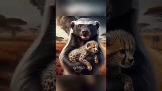 Honey badger vs lions science animals wildlife youtubeshortsreelitfeelit [upl. by Hsepid850]