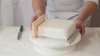 How To Wrap A Square Cake With Fondant [upl. by Allehc]