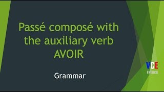 passé composé with AVOIR [upl. by Names]