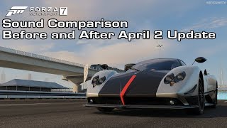 Forza Motorsport 7  Pagani Zonda Cinque Roadster Sound Comparison  Before and After April 2 Update [upl. by Marva]