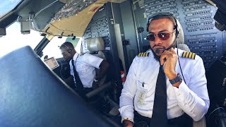 Cockpit View Pilot Monitoring Landing at Ndjili International Airport Kinshasa [upl. by Iclehc66]