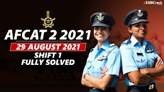 AFCAT 2 2021 Answer Keys 29 August 2021  Shift 1 Fully Solved [upl. by Nnayt961]