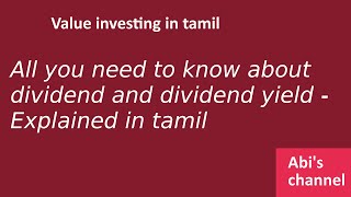 Dividend and dividend yield explained in tamil [upl. by Ahl]