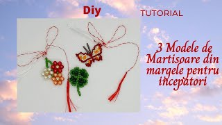 3 Modele de martisoare din margele pentru incepatori  flower and butterfly beaded tutorial [upl. by Folly620]