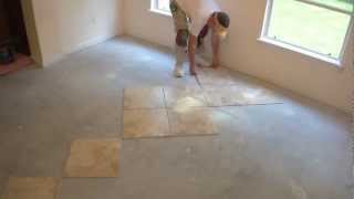 How to tile and layout floor tile Part 4 of 9 [upl. by Kcirneh606]