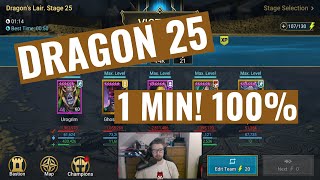 Dragon 25  100 Win rate 1 Minute speed runs Urogrim nerfed Raid Shadow Legends [upl. by Iroak36]