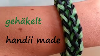 Loom Bands Armband  gehäkelt  geflochten  mit Häkelhaken  Hook Anleitung deutsch ohne Loom [upl. by Eisaj]