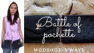 Battle of Louis Vuitton Pochette mylockme chain vs Doublezip  Modshot3 ways to use [upl. by Lucilla]