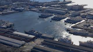 Aerial view of Philadelphia Naval Shipyard  Aker Philadelphia Shipyard [upl. by Nanah837]