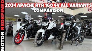 2024 TVS Apache RTR 160 4V E20 OBD2  All Variants Comparison  Best Variants Kaun Sa Hai [upl. by Alten]