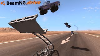 BeamNGdrive  CATAPULT LAUNCHING CARS [upl. by Donoho78]