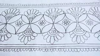 Phulkari jamar design drawing  Phulkari jamar design  Hand embroidery designs [upl. by Ojela]