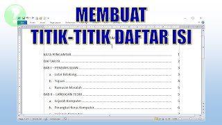 Cara Membuat Titik Titik Daftar Isi [upl. by Helman410]