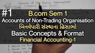 1 Accounts of NonTrading Organisation બિનવેપારી સંસ્થાના હિસાભો  Accounts Formats  Bcom Sem 1 [upl. by Ha]