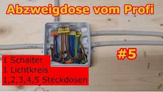 Abzweigdose verdrahten👍 Einfach  1 Schalter  1 Lampen  Steckdose  Tutorial 5  ✅ EleKtrOniXxX✅ [upl. by Neemsay270]