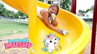 Squishy Scavenger Hunt at the Park Playground For Kids  Smooshy Mushy SERIES 3 ICE CREAM CONES [upl. by Tebzil]