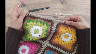 ÇOK KOLAY MOTİF BİRLEŞTİRME👍KAFES ÖRGÜ TEKNİĞİ İLE İP KESMEDEN MOTİF EKLEME🌷GRANNY SQUARE JOİNİNG [upl. by Glavin]