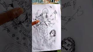 maa durga full body drawing easy art shorts [upl. by Gerta]