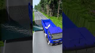 Dump truck vs water pit 1  carsvswaterpit beamngdrive doubleflatbedtrailertruckvsspeedbumps [upl. by Ailsa]