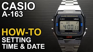 Casio A163  Setting Time and Date  Module 593 [upl. by Elah758]