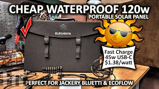 Elecaenta 120w Waterproof Portable Solar Panel For Jackery  Bluetti  Ecoflow Review [upl. by Jemine]