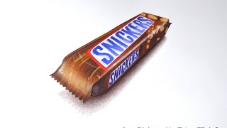 Cómo dibujar una barra de Snickers con lápices de colores  con efecto 3D [upl. by Casilda]