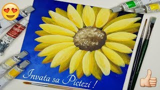 🌻Pictez FLOAREA SOARELUI  O Pictura pe Zi 051  How to Paint SUNFLOWER [upl. by Tibold]