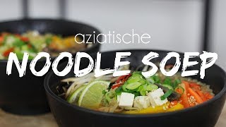 AZIATISCHE NOODLE SOEP  TOFU  CHAMPIGNONS  Lets Vegan [upl. by Urbannai]