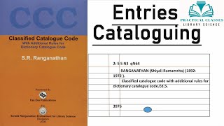 Collaborator Editor Entry Classified catalogue code  main entry [upl. by Eanrahc]