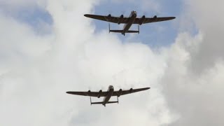 Two Lancaster Bombers fly together for first time in 50 years [upl. by Post]