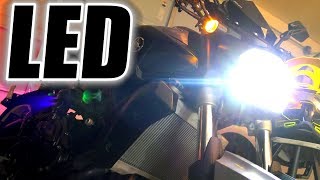 LED Headlight FZ07 amp WR450f Installation Review [upl. by Marwin671]