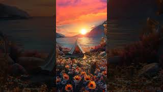 एक दृश्य के साथ सूर्यास्त  Sunset with a view digitalart digitalartwork midjourneyart [upl. by Johathan98]