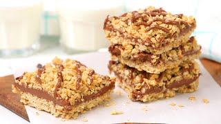 Chocolate Peanut Butter Oat Bars  NoBake  Gluten Free [upl. by Nirot]