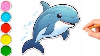 How To Draw A Cartoon Dolphin  How To Draw A Dolphin Step By Step  Draw Dolphin For Kids [upl. by Guadalupe130]