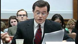 Colbert stays in character at congressional hearing [upl. by Yenattirb]