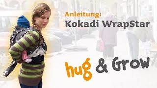 Kokadi Wrapstar Bindeanleitung Tragehilfe auf dem Rücken Hinten back carry tutorial [upl. by Etteb]