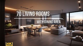 70 Living rooms with dining area open kitchens  4K  Modern design in basic neutral tones [upl. by Rusell686]