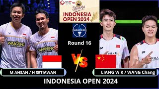 M AHSAN  H SETIAWAN INA vs LIANG W K  WANG C CHNMD R16  KAPAL API Indonesia Open 2024 [upl. by Valtin]