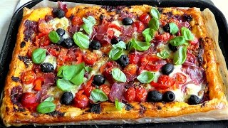 Puff Pastry Pizza Tart How to make easy recipe [upl. by Llertniuq]