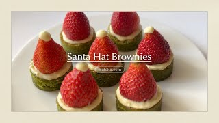 Santa Hat Matcha Brownies  Holiday Treats Recipes [upl. by Piselli]