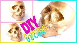 DECORAÇÃO HALLOWEEN CAVEIRA DE GESSO DIY HOW TO MAKE A SKULL HALLOWEEN  POLY GONÇALVES [upl. by Sacksen]