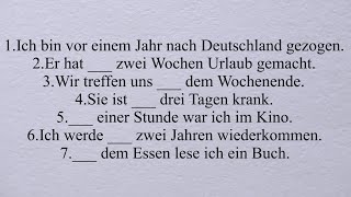 vor nach seit an in Präpositionen für Zeitangaben Dativ Akkusativ A1 A2 B1 [upl. by Dibbrun]