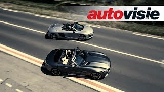 Autovisie TV MercedesAMG GT C Roadster versus Audi R8 Spyder [upl. by Ahsercel]