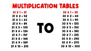 21 To 30 Table English  Multiplication Table 21 To 30 English [upl. by Eladal40]