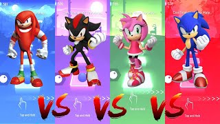 Knuckles vs Shadow vs Amy Rose vs Sonic  Tiles Hop Edm Rush [upl. by Leahsim]