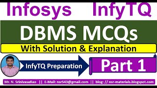 DBMS MCQs  InfyTQ 2023 DBMS MCQs  DBMS MCQs Solution amp Explanation  Database MCQs  Part1 [upl. by Amathist]